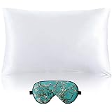 vespersilk 100% Natural 19 Momme Pure Mulberry Silk Pillowcase & Eye Mask Set for Hair and Skin with Travel Pouch, Both Sides