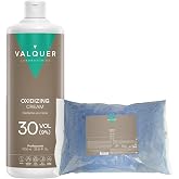 VALQUER Professional Permanent Hair Bleaching Pack | Vegan | Deco Blue Powder 500 g and Peroxide Water 30 Vol 9% 1 L | High H