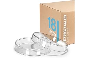 Tuuters Petrischale 18x Petrischalen aus Glas mit Deckel Labor Klarglas, sterilisierbar (20 x Ø 100mm)
