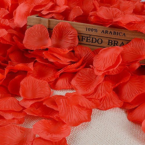 QUMAO 2000 Stück Rosenblätter künstlich Rosenblüten Rosen Blatt Blumenblätter aus Polyester Seide Kunstblumen für Hochzeit Feier Deko, Valentinstag romatische Überraschung (Rot) - 7