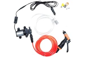 CYBERNOVA Autocebante portátil de alta presión de 12 V y 60 W (con interruptor), kit de lavado de automóviles, bomba de agua para riego de automóviles, mascotas, ventanas, jardín y camping
