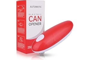 EUAKEE Abrelatas eléctrico, abrelatas, rotación automática de 360° y parada automática, con borde liso, funciona con pilas, ayudante de cocina para cocineros, ancianos, niños y heridos (negro)