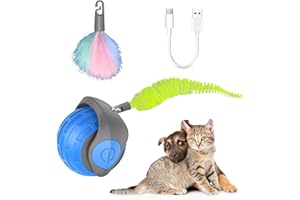 EUZUXU Katzenspielzeug Ball Elektrisch, Interaktives Hundespielzeug Ball, USB Wiederaufladbar, für Hund/Katzen (Blau)