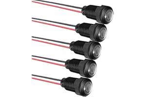 Gebildet 5Stück LED-Kunststoff-Kontrollleuchte, AC/DC 12-24V, Montagelochgröße 12mm (weiß)