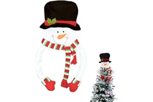 GUKASXI Árbol de Navidad Topper Hugger Sombrero de Copa de Muñeco de Nieve Grande Navidad Ornamento para la Decoración del Árbol de Navidad Muñeco de Nieve Sombrero de Copa Superior del árbol Hugger para la M