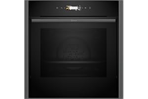 NEFF N70 B54CR71G0B Slide and Hide Single Oven with Pyrolytic Self Cleaning, CircoTherm, 3.7" Full Touch Display, Soft Open, Integrated, 60 x 60cm, Graphite Grey
