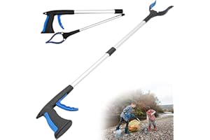 Keyck Pinza Telescopica 81cm Pinza Prensile Alluminio Raccogli Oggetti Pieghevole Allungabile Testa Rotante a 360 Gradi Raccoglitore di Immondizia Mascella Antiscivolo Pinze da Giardino