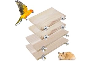 bangminda Lot de 4 Plate Forme Hamster Coin Cage Planches Rectangulaires en Bois pour Chinchilla Tremplins en Bois pour Perroquets Ecureuil Cobaye Hamster Planches à Ressorts Petits Animaux