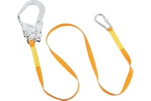 MaxEarn 1,8 m Absturzsicherung Sicherheitsgurt, Hochfester Polyester Fallschutz Sicherheitsseil, Klettergurt Sicherheitsleine mit Legierungsstahl Karabinerhaken für Outdoor Arbeiten in Höhe