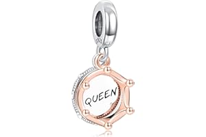 Amuefer Love Charms do bransoletek, srebro wysokiej próby 925, różowe złoto, dla kobiet i dziewcząt