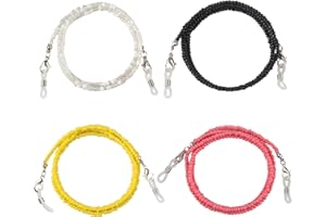 Zeayebsr Cordones para gafas de perlas de colores,4 pcs Collar con Cuentas Soporte de anteojos con Cuentas Multicolores,Sujeta mascarillas con mosquetones pequeño,Cuelga mascarillas (Color sólido)