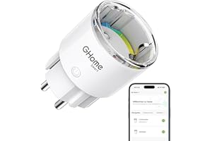 GHome Smart Mini Enchufe Inteligente WIFI, Enchufe Programable WIFI Control Remoto por APP, Certificado TÜV, Alexa Plug con Monitor de Energía/Temporización, Compatible con Alexa y Google Home, Blanco
