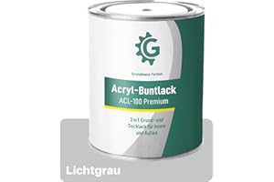 GRUNDMANN FARBEN Grundmann Lack - 0,7 Kg - Acryllack auf Wasserbasis Hellgrau - Für Holz, Metall & Beton - Lichtgrau RAL 7035