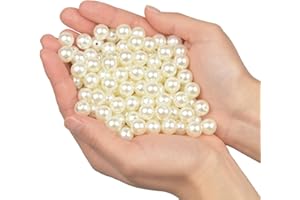YIXUAN Élégant Perle Bijoux 180 Pièces 12mm Plastique Perle de Decoration/les DIY Bijoux Colliers/Decoration Mariage/Fête d'anniversaire Décoration Vase Maison (Ivoire 12mm)
