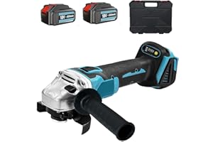 KUWPBBT Akku Winkelschleifer Kabellos，Ersatz für Makita Akku 18V, mit 2× 5.5Ah Akkus & Ladegerät, Neues Upgrade Akku Flex Trennschleifer 125mm, 9000U/min, für Präzises Trennen und Schleifen（Blau）