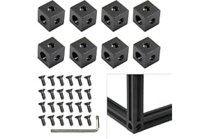 Yeebyee 2020 Aluminium kub hörnfäste med M5 x 14 mm skruvar för 6 mm spår 2020-serien aluminium extruderingsprofil, 8 st/pack