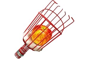 BSEICAL Fruit Picker Tool, Fruit Catcher Head, Grabber Stick Metal, Outdoor Garden Tools for Fruit Tree Apple Pear Lemon Pick Up 1.6 / 2.4 / 3.6m Without Telescoping Pole Stainless Steel Big Basket (Ø 145mm)