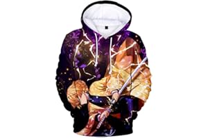 WINKEEY Demon Slayer Manga Felpa con Cappuccio Anime Nezuko Cosplay Felpa con Cappuccio Tanjiro Inosuke Zenitsu Maglione Oversize Stampa 3D Moda Streetwear