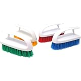 Scrubbing Brush Set, Colour Coded Cleaning Brushes, Traditional Iron Shape, Pack of 4