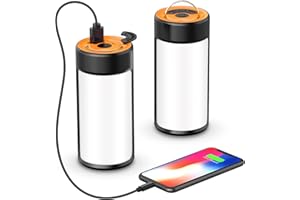 CT CAPETRONIX LED Camping Lights, Rechargeable Camping Lanterns with 400LM 5 Light Modes Water-Resistant, Portable Emergency Tent Lights for Camping Power Cuts Hiking (Orange, 2 Pack)
