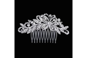 Txian Wedding Bridal Flower Crystal Rhinestones Hair Comb Clip (Butterfly leaves)