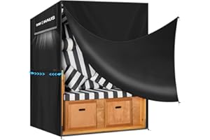 SIMPHAUS Funda Protectora para Sillón Playa Impermeable,Funda de Sillón de Mimbre,Funda para Muebles de Jardin,Tela Oxford 420D Anti UV Cubierta Sillón de Playa 135x100x165/150cm