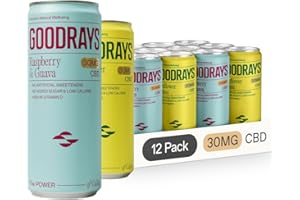 GOODRAYS CBD Drinks, Sparkling Low Calorie Soft Drink, Natural Sleep Stress and Anxiety Relief, Vegan, 2 Flavour Mixed Pack, 12 x 250ml Cans, Packaging May Vary