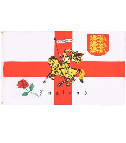 Saint George Flag ENGLAND ST GEORGE HAND WAVING FLAG Small 6" X 4" With 10" Pole ENGLISH 3 LIONS E St George Flag - Foto 4