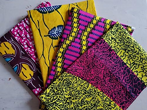 4 Fat Quarter Bundle African fabric Wax print Ankara ideal for quilting - craft supplies
