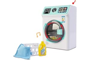deAO Lavatrice Giocattolo per Bambini, Elettronico Giocattolo Lavatrice con Suoni Realitici, Detersivo, Cesto Della Biancheria, Gioco di Lavanderia per Bambini