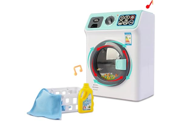 deAO Kit de blanchisserie avec « ma première Machine à Laver » pour Enfants incluant Une variété d’Accessoires de buanderie et de nettoyages