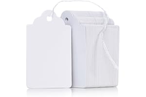 Uniclife 200 Pcs 4.5 cm White Labels for Prices, White Price Display Tag for Pricing Clothing Jewelry Gifts Blank Hang Tag Merchandise Marking Tags, Gift Tags with String, 4.6×2.5cm