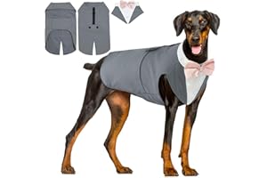 Hjyokuso Vestiti per Cani, Abito Smoking per Cani, Papillon Cane, Costume Cane per Cani di Taglia Piccola Media Grande, Vestito Natale CaneVestito Cane per Compleanni Matrimoni e Halloween - (S-2XL)
