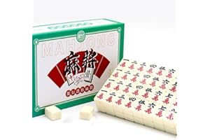 XUBX Mini-chinesisches Majong-Set,Mahjong-Anzug, Spielsteine aus weißem Elfenbeinimitat in edler Holzschatulle，Reise Mahjong Spielset Beige,komplettes Majong-Spiel-Set für Versammlungen, Tischspiel