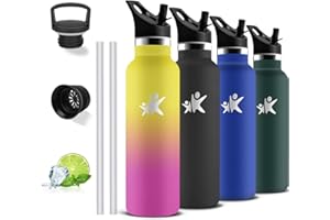 GRSTA Borraccia Termica 750 ml, Borracce Termiche Senza BPA, Borracia con Cannuccia, Senza Perdite, Bottiglie Palestra, Mantiene Caldo per 12 Ore/Freddo 24 Ore, per Campeggio, Viaggio, Fitness, Palestra