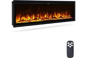 ‎INMOZATA INMOZATA 60 Zoll Elektrokamin mit Heizung, 3-IN-1 Elektrokamin Wand/Einbau/Standkamin,Kamin Elektrisch mit Heizung 900W&1800W, 12 Flammenfarben, Heizfunktion, Thermostat, Timer, Fernbedienung