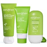 Dot & Key CICA Face Wash for Acne Prone Skin+Cica + Niacinamide Oil-Free Gel Moisturizer+ CICA Calming Mattifying Sunscreen