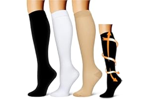 FEIFANSHOP 3 pary pończoch uciskowych dla kobiet i mężczyzn, skarpety uciskowe, do biegania, lotu, uprawiania sportu