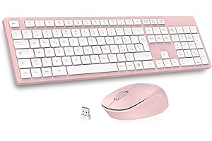 LeadsaiL Kit Tastiera e Mouse Wireless con Tastierino Numerico, Layout Italiano QWERTY, 2,4 GHz USB, Silenzioso, Compatibile con PC, Desktop, Laptop, Computer per Windows, HP, Lenovo, Mac-Pink