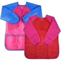 Xlabor Tablier à manches pour parents et enfants Imperméable Anti-huile Tissu Tablier de peinture avec poche Tablier de cuisine, Motif A, Erwachsene Größe (nur 1 Stück
