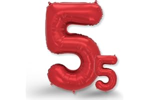 FUNXGO® folienballon 5 rot - 2 Stück - 42" & 17"- luftballon zahl 5 - Zahlen rot Ballon 5 Deko zum Geburtstag, Hochzeit, Jubiläum oder Fest, Party Dekoration -100cm & 38cm- ballon rot 5