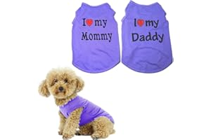 PBAHAUP T-shirt d'été pour petits chiens, 2 pièces vêtements pour chiots, T-shirt d'été en coton respirant, gilet en coton doux, vêtements pour chiens à rayures fraîches