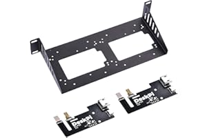 GeeekPi DeskPi RackMate Accessories SBC Shell 10 inch 1U Rack, with 2PCS Micro HDMI to HDMI Adapter Board for Raspberry Pi 5 / Pi 4B