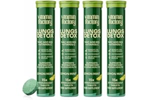 THE VITAMIN FACTORY NAC Supplement - N-Acetyl-Cysteine 600mg for Lung Detox & Gym Support | Watermelon Flavour | NAC N-Acetyl-Cysteine for Glutathione | Effervescent NAC for Men & Women (Pack of 4, Lemon Mint)