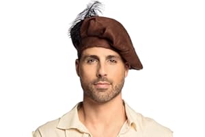 Boland 44028 - Sombrero medieval, marrón, pluma negra, tela de fieltro, campesino, noble, mercader, carnaval, halloween, fiesta de disfraces, disfraz, teatro, accesorio