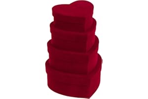 Oairse Lot de 4 boîtes cadeaux en velours rouge avec couvercles en forme de cœur pour la Saint-Valentin, la fête des mères, un anniversaire, Thanksgiving, des fleurs, des travaux manuels