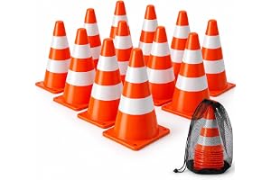 BRAMBLE Traffic Cones - Orange & White - Multi-Sport Training Marker Cones for Football, PE, Hockey, Agility Training