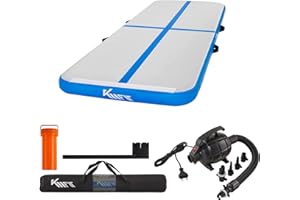 KM Fit Tapis de gymnastique gonflable Airtrack 4 m | Avec sac de transport, pompe à air électrique et kit de réparation | Résistant aux UV | Tapis de tumbling, tapis d'entraînement, tapis de sport