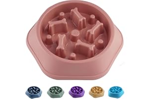 CAISHOW Small Slow Feeding Dog Bowl Slow Feeder Dog Bowls Feeder Slow Healthy Eating Dog Food Bowl Puppy Bowl Dog Bowls Eating For Small Medium Size Dogs(Pink, Bone)