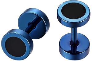 Flongo 8mm Boucles Oreilles Acier Inoxydable Clous Oreilles Perce Charme Elegant Fantaisie Bijoux Cadeau Couleur Argent Noir pour Femme Homme